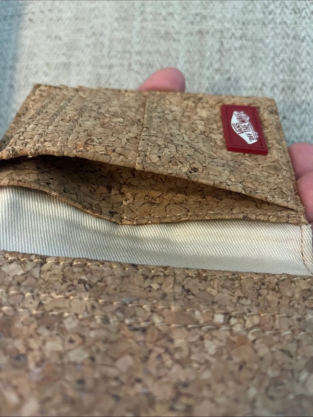 Vans bifold cork wallet logo tag zipper pocket